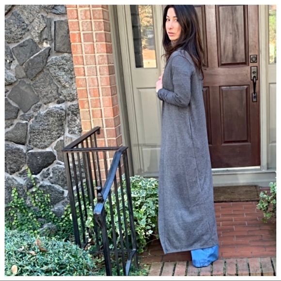 ✨LAST✨Charcoal grey long knit side pocket duster - Picture 6 of 7